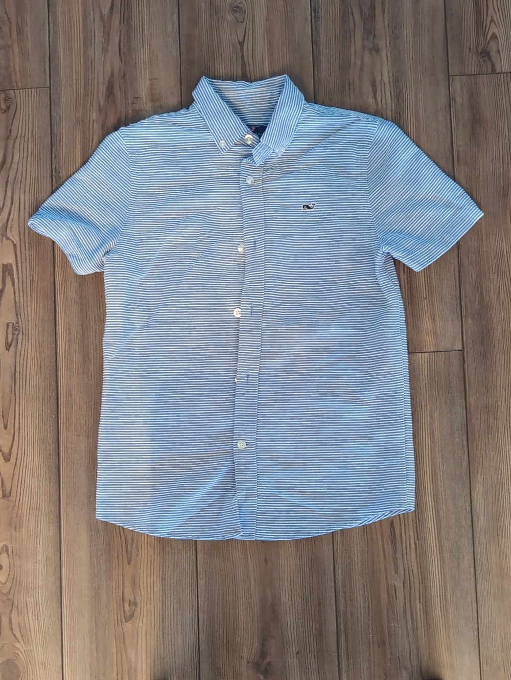 Vineyard Vines Blue and White Striped Short-Sleeve Button-Down